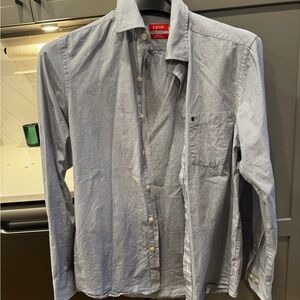 Izod Slim Fit Men’s blue/grey and white striped button down